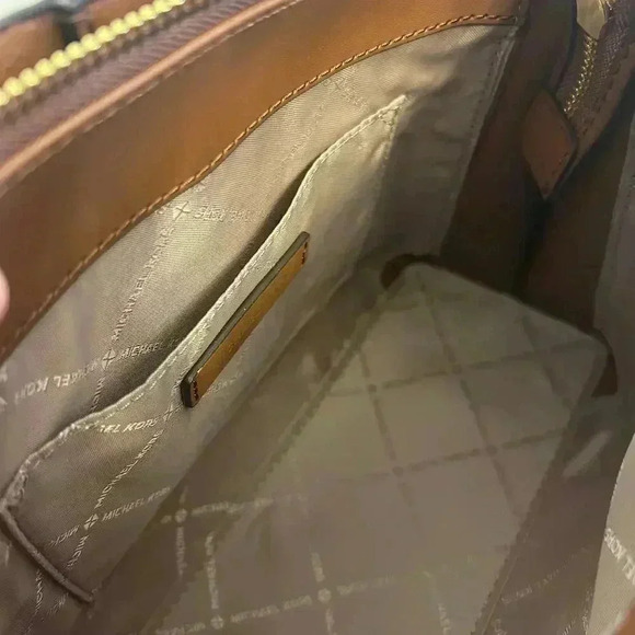 Michael Kors Emilia Small Satchel Crossbody Bag Brown MK Signature - Picture 9 of 10